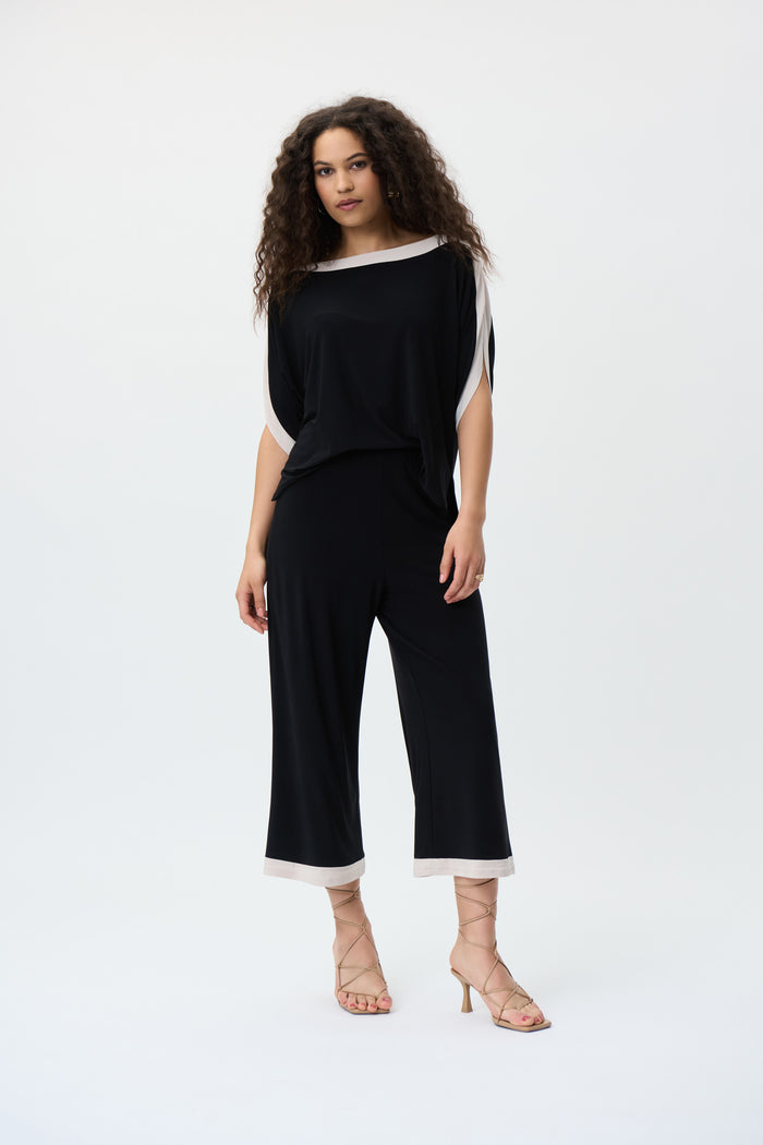Charisma Dolman Sleeve Jumpsuit Top Black/Moonstone