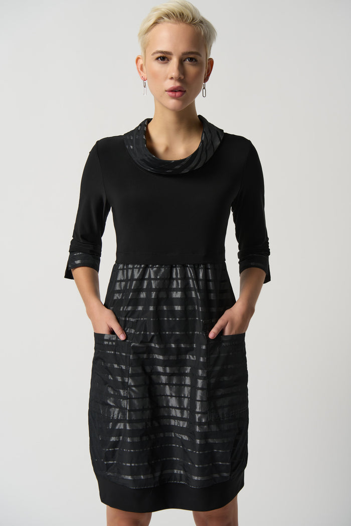 Charisma Stand Collar Cocoon Dress Dress Black/Silver