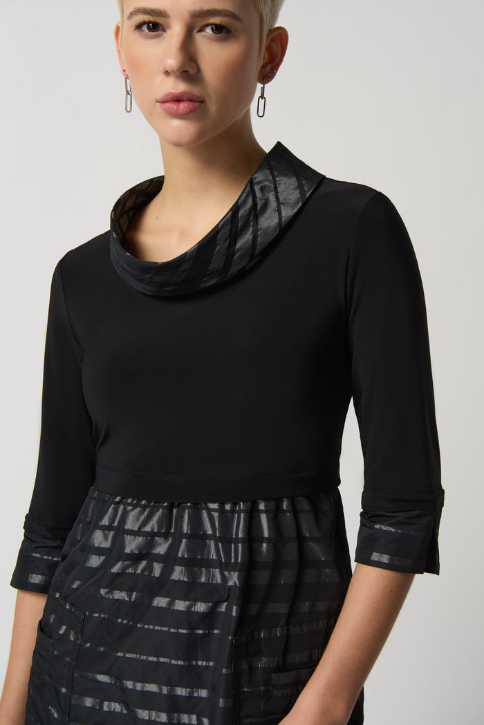 Charisma Stand Collar Cocoon Dress Dress Black/Silver