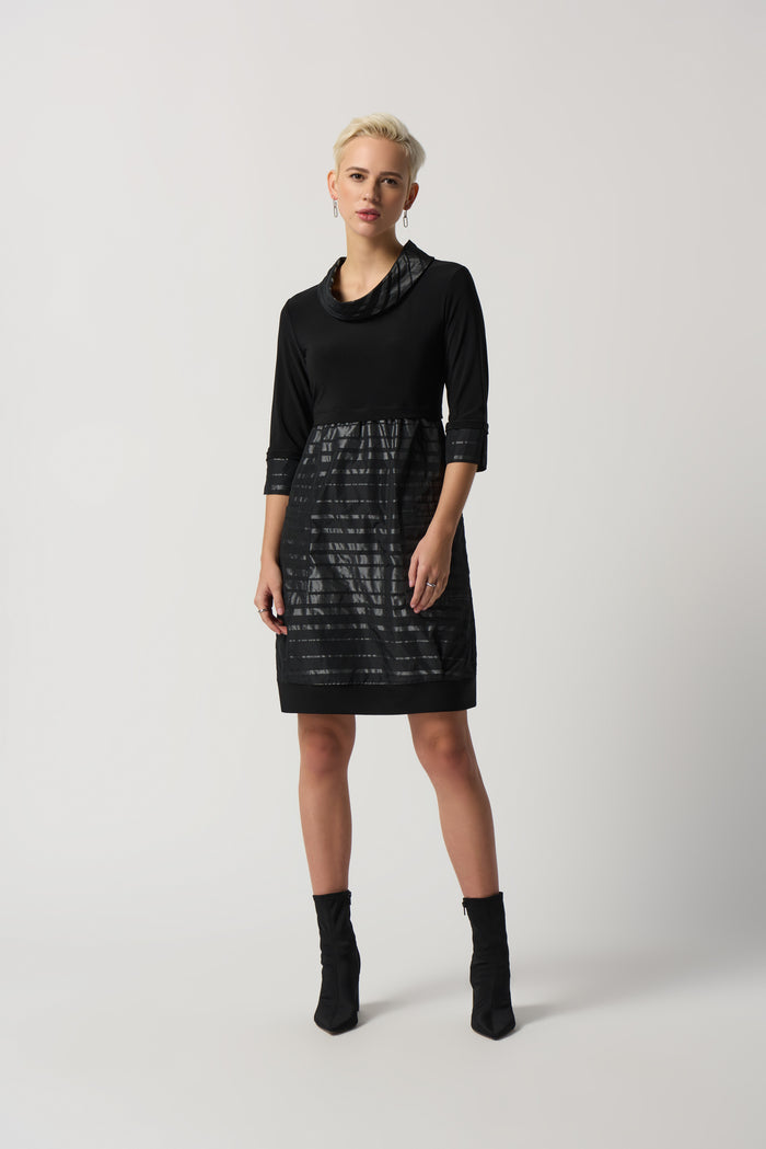 charisma Stand Collar Cocoon Dress Dress Black/Silver