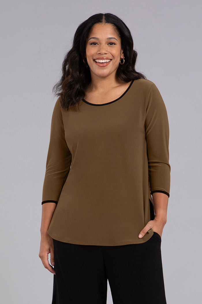 charisma Tipped Go To Classic T Relax Top Tobacco/Black