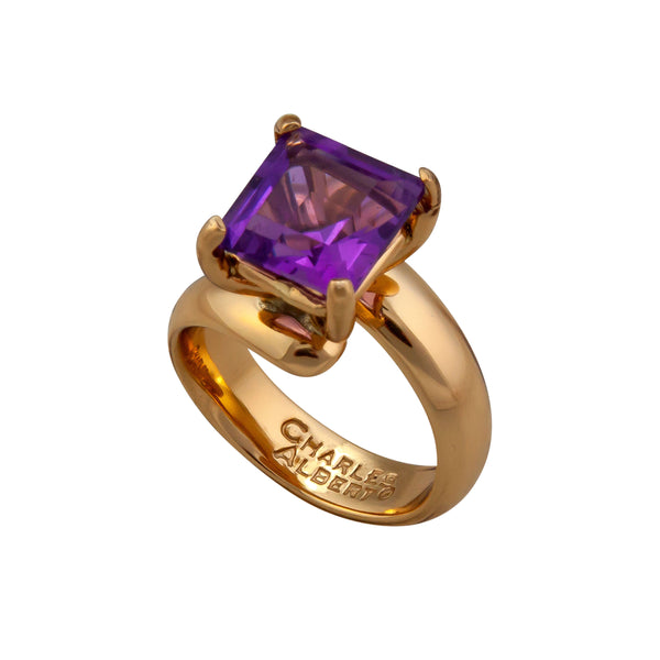 Charles Albert Alchemia Amethyst Square Prong Set Adjustable Ring Alchemia Rings