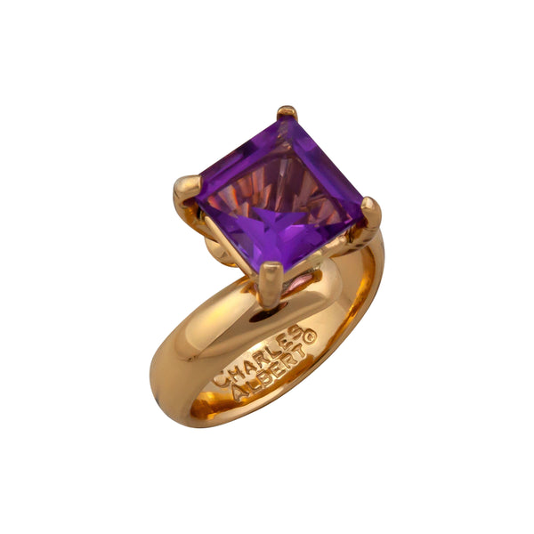 Charles Albert Alchemia Amethyst Square Prong Set Adjustable Ring Alchemia Rings