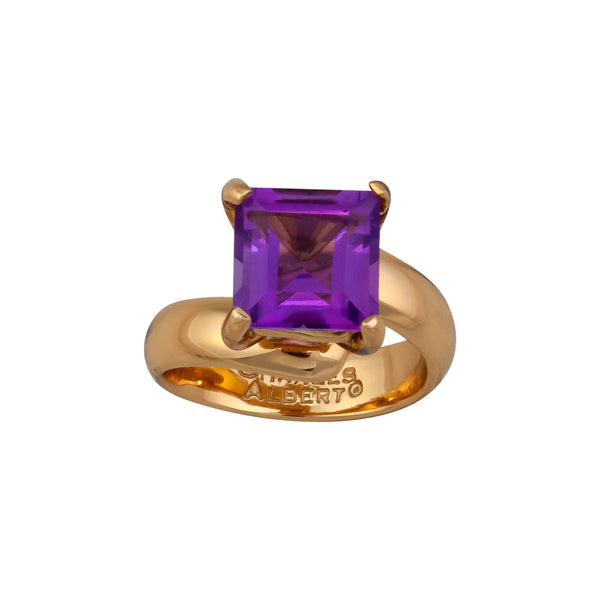 charles albert Alchemia Amethyst Square Prong Set Adjustable Ring Alchemia Rings