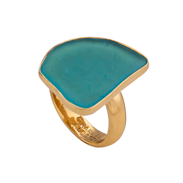 Charles Albert Alchemia Aqua Recycled Glass Adjustable Ring Alchemia Rings