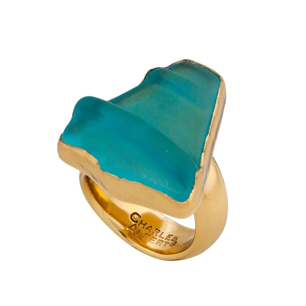 Charles Albert Alchemia Aqua Recycled Glass Adjustable Ring Alchemia Rings
