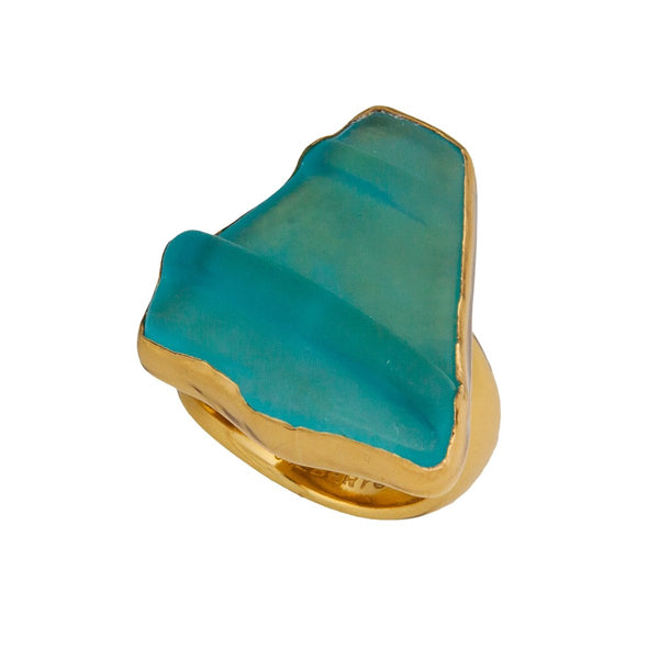 Charles Albert Alchemia Aqua Recycled Glass Adjustable Ring Alchemia Rings