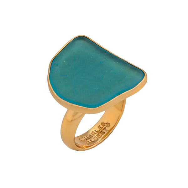 charles albert Alchemia Aqua Recycled Glass Adjustable Ring Alchemia Rings