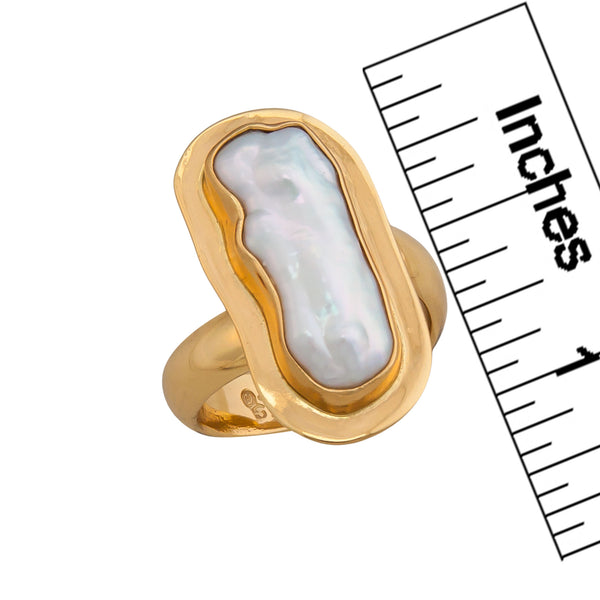 Charles Albert Alchemia Biwa Pearl Adjustable Ring With Detailed Edge Alchemia Rings