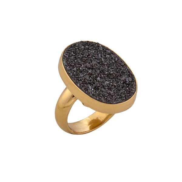 Charles Albert Alchemia Black Druzy Oval Adjustable Ring Alchemia Rings