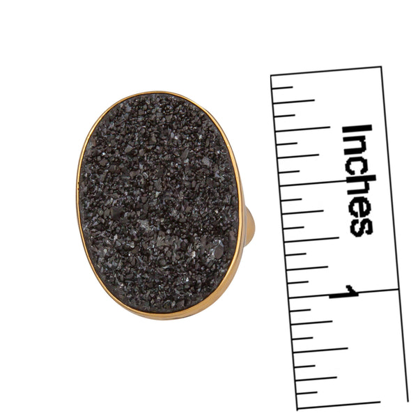 Charles Albert Alchemia Black Druzy Oval Adjustable Ring Alchemia Rings