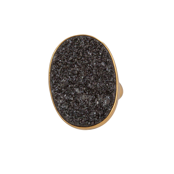 charles albert Alchemia Black Druzy Oval Adjustable Ring Alchemia Rings