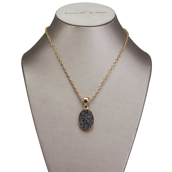 Charles Albert Alchemia Black Druzy Oval Pendant Alchemia Pendants