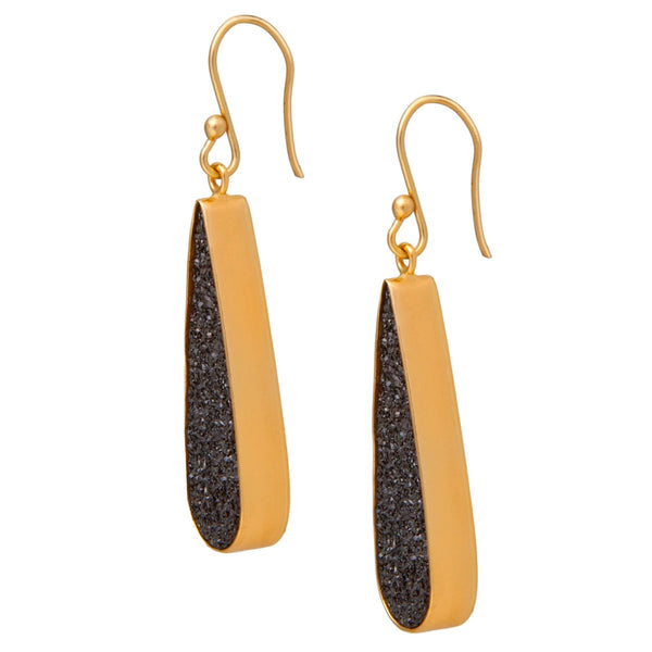Charles Albert Alchemia Black Druzy Teardrop Earrings Alchemia Earrings