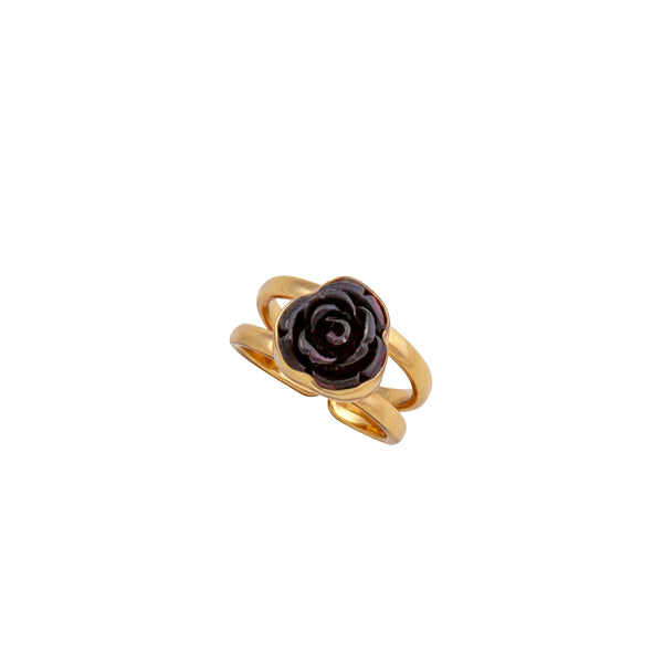 Charles Albert Alchemia Black Resin Rose Cuff Adjustable Ring Alchemia Rings