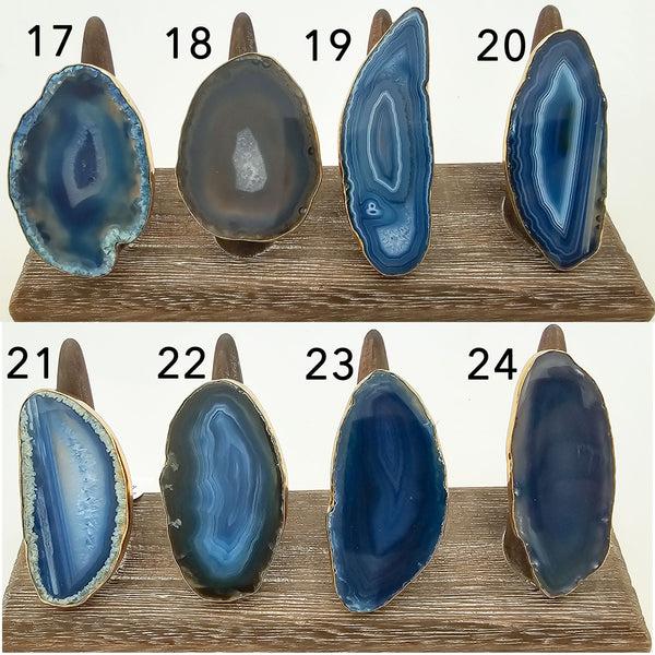 Charles Albert Alchemia Blue Agate Slice Adjustable Ring 30% Off - Discontinued Items