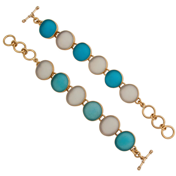 Charles Albert Alchemia Blue And White Recycled Glass Round Bracelet Alchemia Bracelets + Cuffs