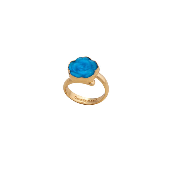 Charles Albert Alchemia Blue Rose Fiber Optic Petite Adjustable Ring Alchemia Rings