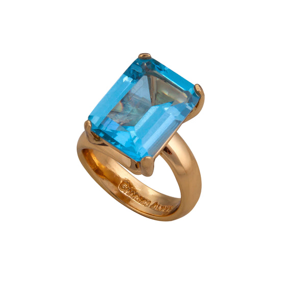 charles albert Alchemia Blue Topaz Rectangle Prong Set Adjustable Ring Alchemia Rings