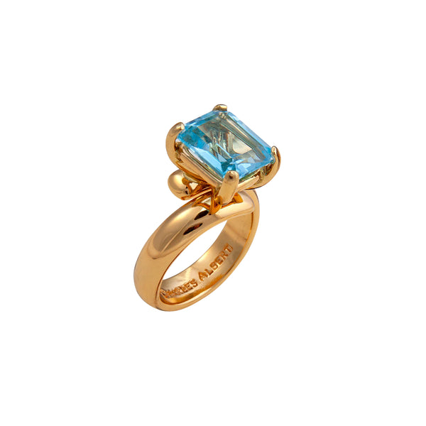 Charles Albert Alchemia Blue Topaz Rectangle Prong Set Petite Adjustable Ring Alchemia Rings