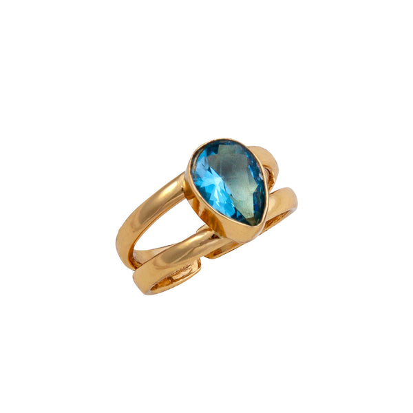 Charles Albert Alchemia Blue Topaz Teardrop Adjustable Cuff Ring Alchemia Rings