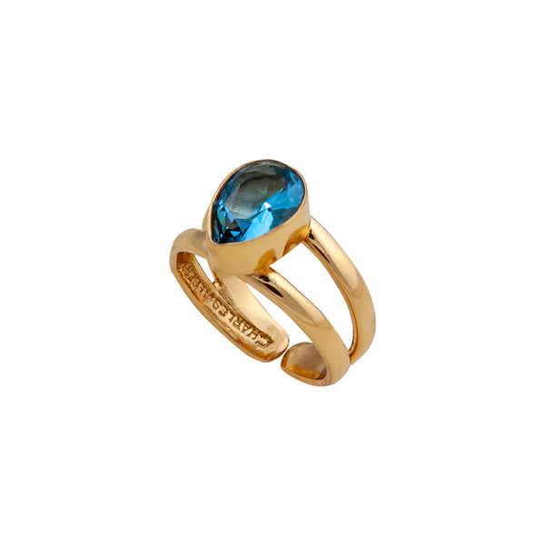 Charles Albert Alchemia Blue Topaz Teardrop Adjustable Cuff Ring Alchemia Rings