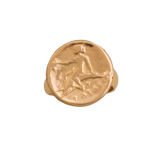 Charles Albert Alchemia Boy On Dolphin Replica Greek Coin Adjustable Ring Alchemia Rings