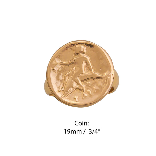Charles Albert Alchemia Boy On Dolphin Replica Greek Coin Adjustable Ring Alchemia Rings