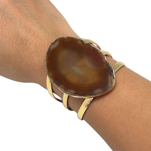 Charles Albert Alchemia Brown/Nude Agate Slice Multi-Band Cuff 45% Off - Discontinued Items