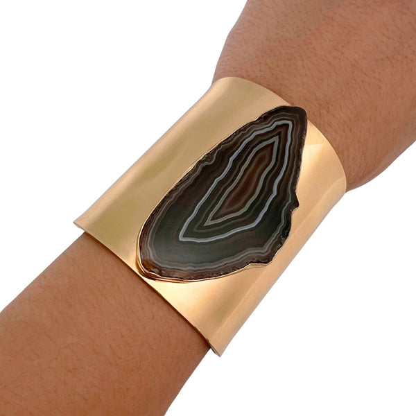 Charles Albert Alchemia Brown/Nude Agate Slice Solid Cuff 45% Off - Discontinued Items