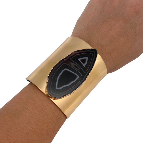 Charles Albert Alchemia Brown/Nude Agate Slice Solid Cuff 45% Off - Discontinued Items
