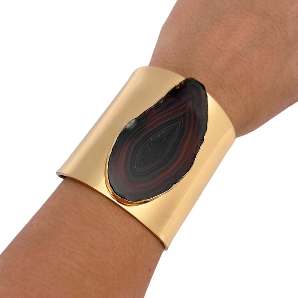 Charles Albert Alchemia Brown/Nude Agate Slice Solid Cuff 45% Off - Discontinued Items