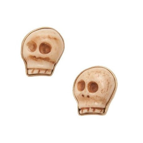 charles albert Alchemia Carved Bone Skull Post Earrings Alchemia Earrings