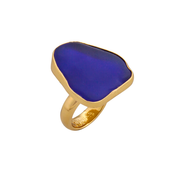 charles albert Alchemia Cobalt Blue Recycled Glass Adjustable Ring Alchemia Rings