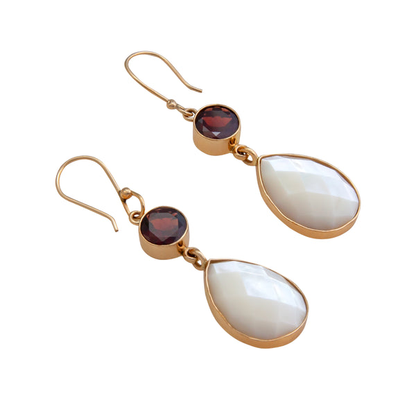 Charles Albert Alchemia Garnet And Mother Of Pearl Teardrop Earrings Alchemia Earrings