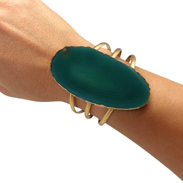 Charles Albert Alchemia Green Agate Slice Multi-Band Cuff 45% Off - Discontinued Items