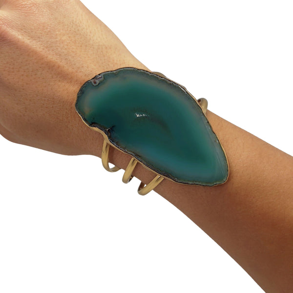 Charles Albert Alchemia Green Agate Slice Multi-Band Cuff 45% Off - Discontinued Items
