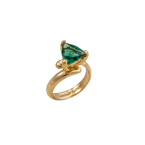 Charles Albert Alchemia Green Quartz Trillion Prong Set Adjustable Ring Alchemia Rings