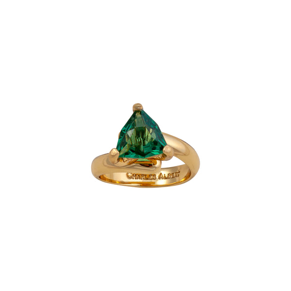 charles albert Alchemia Green Quartz Trillion Prong Set Adjustable Ring Alchemia Rings