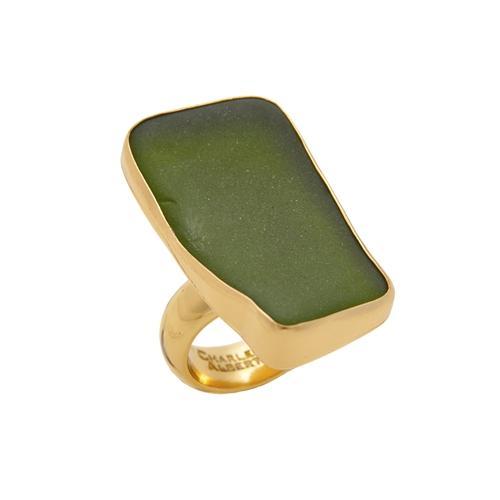 Charles Albert Alchemia Green Recycled Glass Adjustable Ring Alchemia Rings