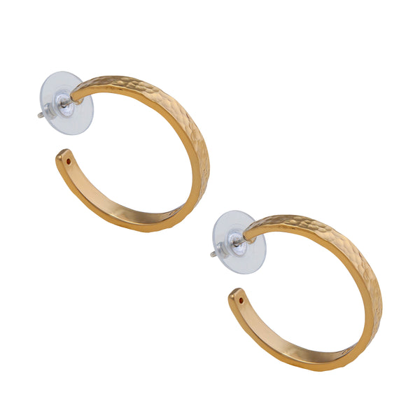 Charles Albert Alchemia Hammered Flat Hoop Earring - 30mm Alchemia Earrings
