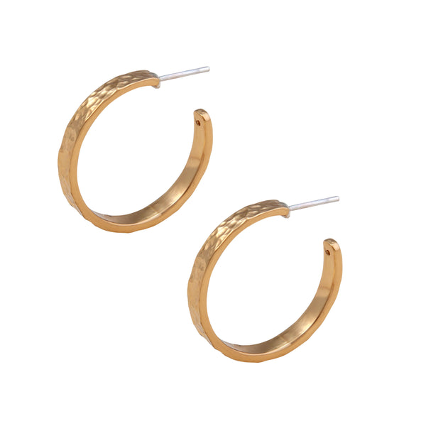 Charles Albert Alchemia Hammered Flat Hoop Earring - 30mm Alchemia Earrings