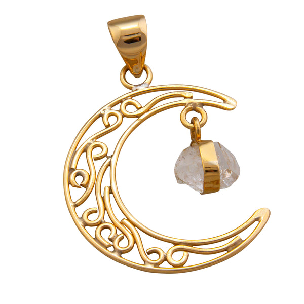Charles Albert Alchemia Herkimer Diamond Crescent Cutout Moon Pendant Alchemia Pendants