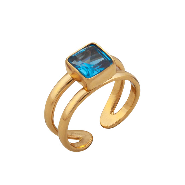 Charles Albert Alchemia Lab Created Blue Zircon Adjustable Cuff Ring Alchemia Rings