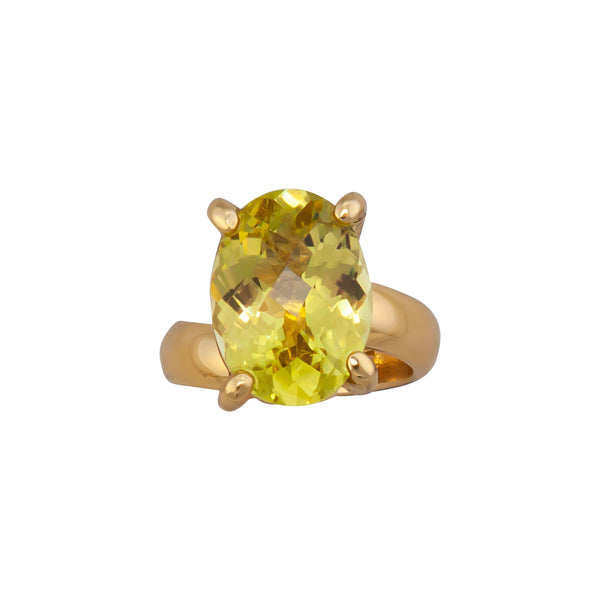 Charles Albert Alchemia Lemon Citrine Oval Prong Set Adjustable Ring Alchemia Rings
