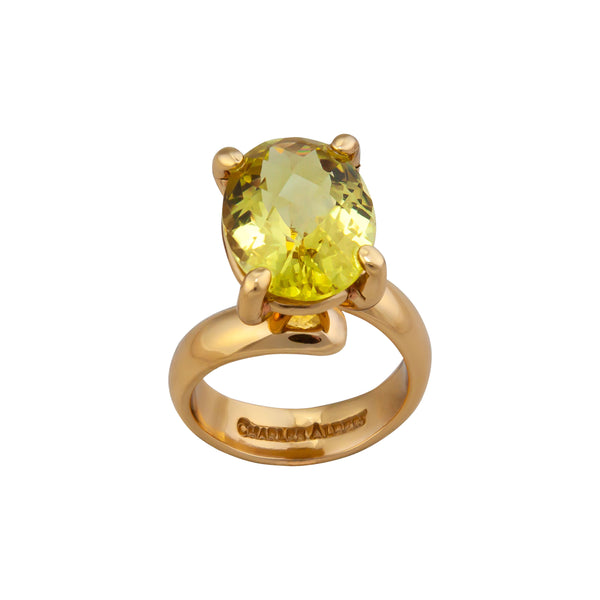 Charles Albert Alchemia Lemon Citrine Oval Prong Set Adjustable Ring Alchemia Rings