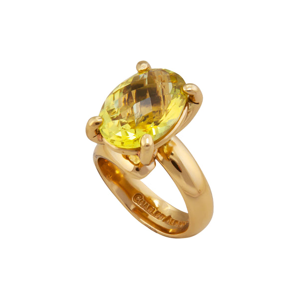 Charles Albert Alchemia Lemon Citrine Oval Prong Set Adjustable Ring Alchemia Rings