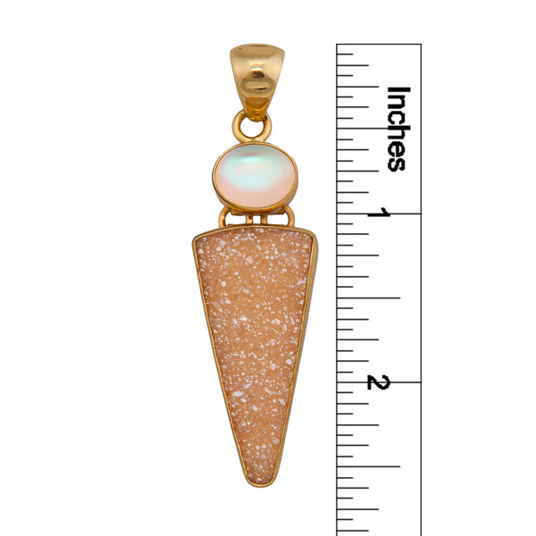 Charles Albert Alchemia Luminite And Peach Druzy Double Pendant Alchemia Pendants
