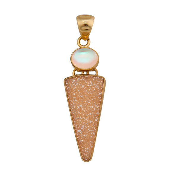 charles albert Alchemia Luminite and Peach Druzy Double Pendant Alchemia Pendants