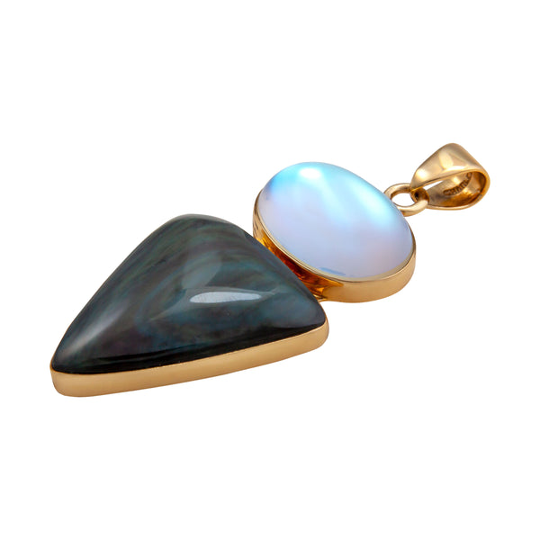 Charles Albert Alchemia Luminite And Rainbow Obsidian Double Pendant Alchemia Pendants